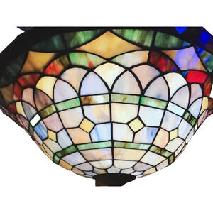 Tiffany Style 3-bulb Chandelier Stained Glass Ceiling Lamp Fixture ~17.5" Diam